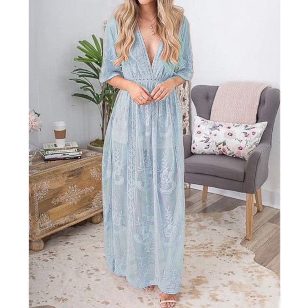 Seafoam Lace Maxi Dress